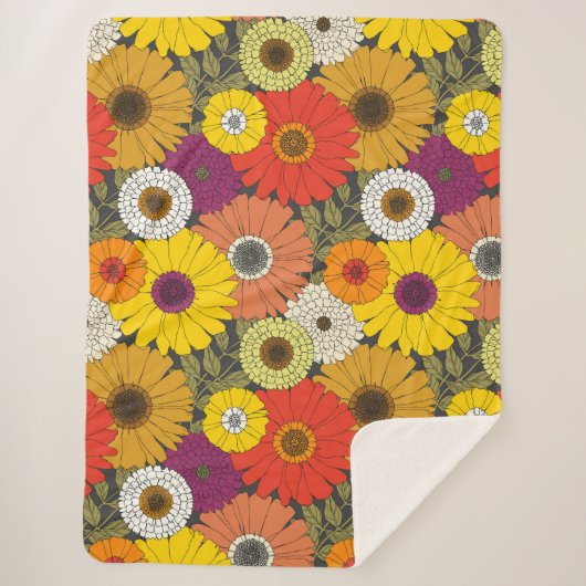 vintage bloemen sherpa deken (Voorkant)