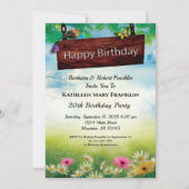 Vintage Bloemen Vlinders Verjaardagsfeestje Kaart (Voorkant)