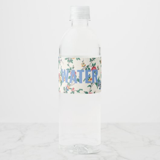 Vintage Bloemen Waterfles Etiket (Voorkant)