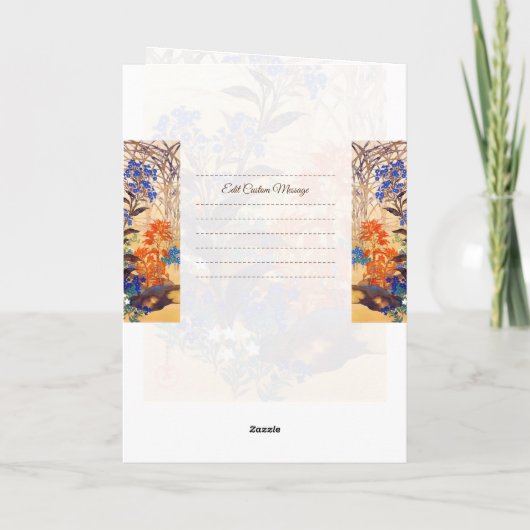 Vintage bloemen waterverf-oosterse trilling kaart (Achterkant)