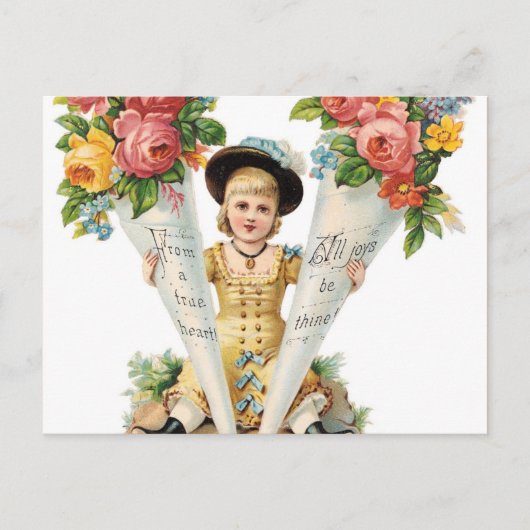Vintage bloemenbriefkaart briefkaart (Voorkant)
