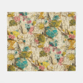Vintage bloemencollage met verouderde papierstruct fleece deken (Voorkant (Horizontaal))