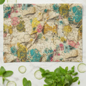 Vintage bloemencollage met verouderde papierstruct theedoek (Gevouwen)