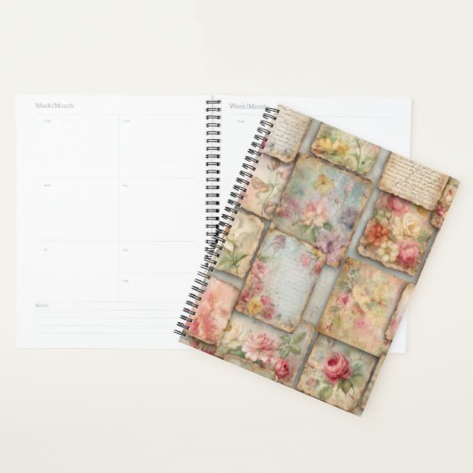 Vintage bloemencollage planner (Display)