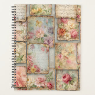 Vintage bloemencollage planner