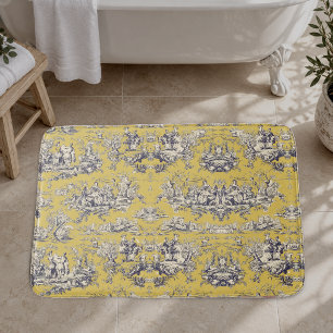 Vintage bloemend lake geel toile de jouy badmat