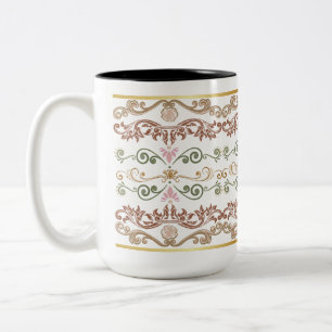 Vintage Bloemendamask Kopje Elegante Victoriaan Tweekleurige Koffiemok