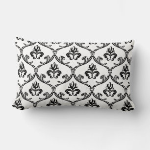 Vintage Bloemendamask Zwart En Witte Bloem Kussen