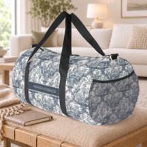 Vintage bloemendamasker Blauw toile de jouy monogr