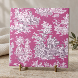 Vintage bloemendecor in roze magenta toile de jouy tegeltje