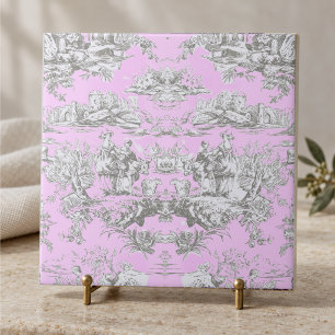 Vintage bloemendecor roze Toile de Jouy-meer Monog Tegeltje