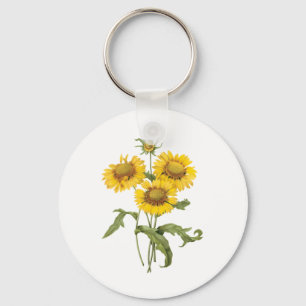 Vintage bloemendekenkleed bloem zonnebloem door Re Sleutelhanger