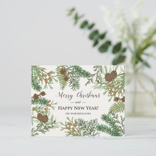 Vintage Bloemendennen Feestdagenkaart (Staand voorkant)