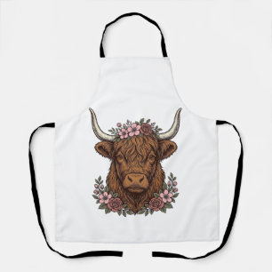 Vintage bloemendesign voor T-shirt met Highland-ko Schort