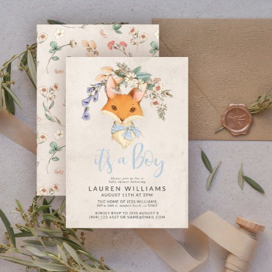Vintage bloemendossier Jongens babyshower Kaart