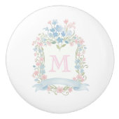 Vintage bloemendrilmonogram keramische knop (Voorkant)
