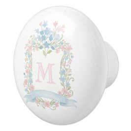 Vintage bloemendrilmonogram keramische knop