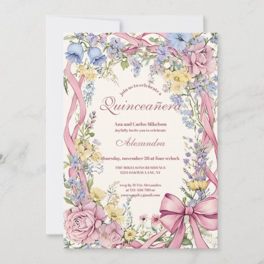 Vintage bloemenframe Quinceañera  Kaart (Voorkant)
