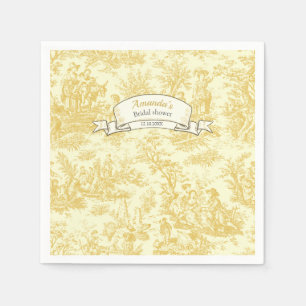 Vintage bloemengele toile de jouy douche servet