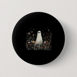 Vintage bloemengestalte Halloween-spook in het bos Ronde Button 5,7 Cm