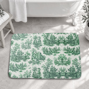 Vintage bloemengroen toile jouy badmat