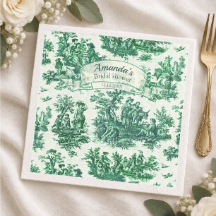 Vintage bloemengroen toile jouy Bruidsdouche, Servet