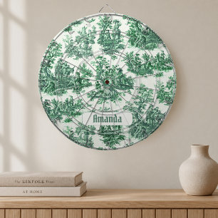 Vintage bloemengroen toile jouy monogram dartbord