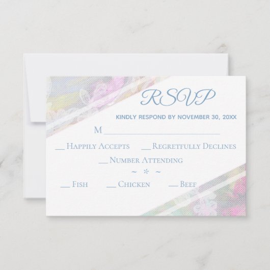 *~*Vintage Bloemenkant Romantische bruiloft RSVP Kaartje (Voorkant)