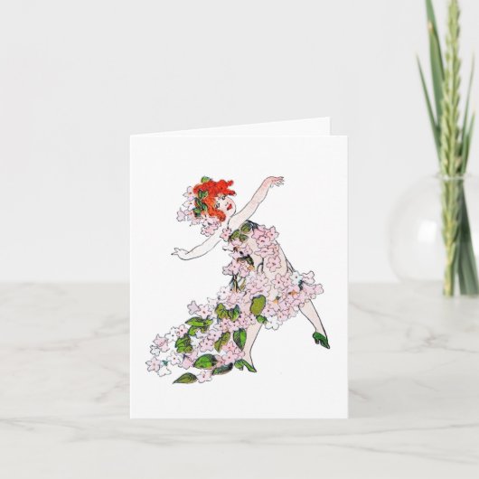 Vintage Bloemenkinderen Trailing Arbutus Notitiekaartje (Voorkant)