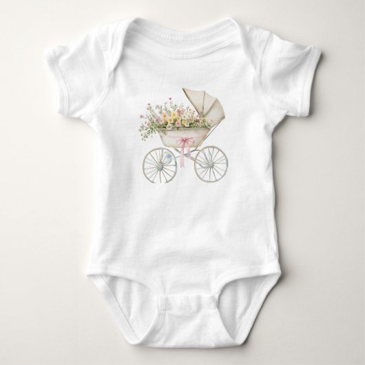 Vintage Bloemenkinderwagen Babyromp – Zoet Romper (Voorkant)