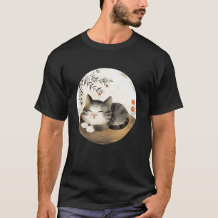 Vintage bloemenkleintje Retro Japanse Kunst Huisdi T-shirt