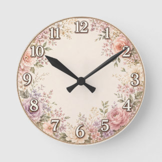 Vintage bloemenkleuromslag klok