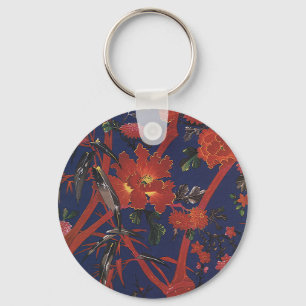 Vintage bloemenkunst Art Deco, tuinvazen Sleutelhanger