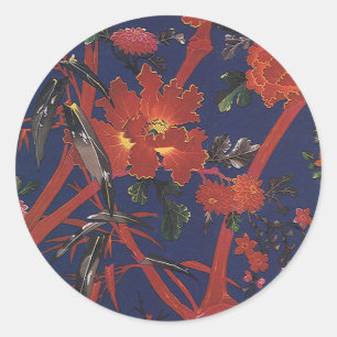 Vintage bloemenkunst Deco, Tuinbloemen Ronde Sticker