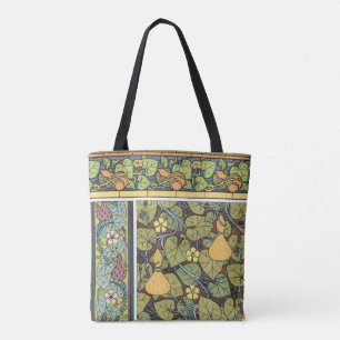 Vintage bloemenkunst Nieuwe Kunst groenten, pompoe Tote Bag