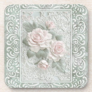 Vintage bloemenkunst van kant bier onderzetter