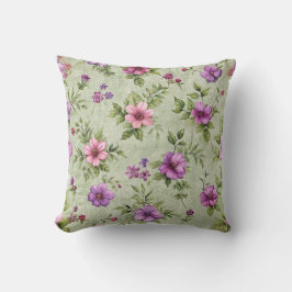 "Vintage bloemenkussen in het groen" Kussen