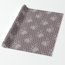 Vintage bloemenmand inpakpapier in Mocha Taupe