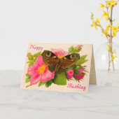 Vintage BloemenMot Kaart (Gele Bloem)