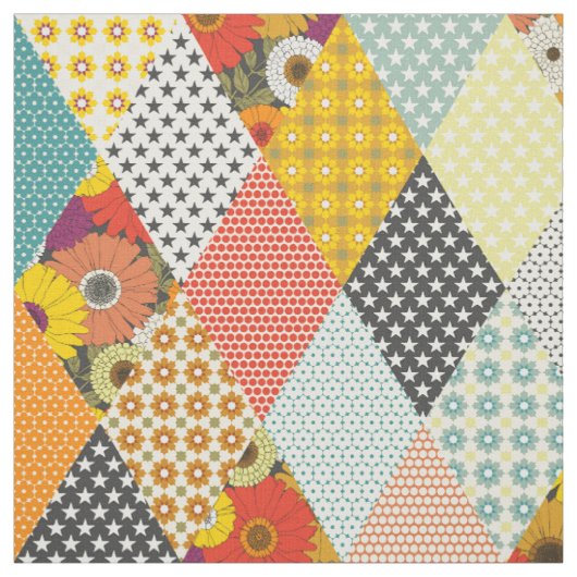 vintage bloemenpatchworkdeken stof (Swatch)