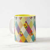 vintage bloemenpatchworkdeken tweekleurige koffiemok (Voorkant links)