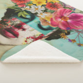 Vintage bloemenportret sherpa deken (3/4)