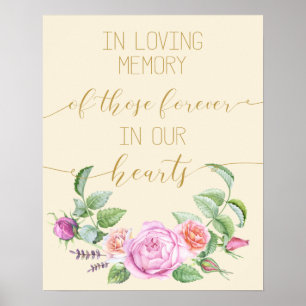 vintage bloemenposter 'ter nagedachtenis' bord poster