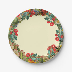 Vintage bloemenrand papieren bordje