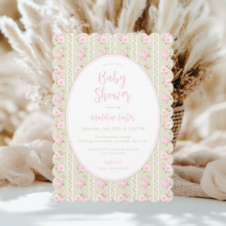 Vintage bloemensage groene meisjes baby shower kaart