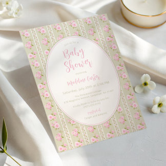 Vintage bloemensage groene meisjes baby shower kaart
