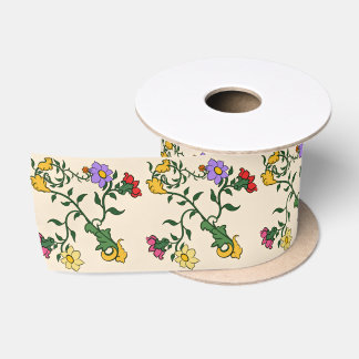Vintage Bloemensatinten Lint Elegante Botanische C