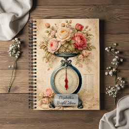 Vintage Bloemenschaal Keukenweegschaal Notitieboek