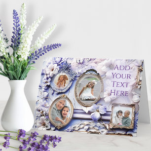 Vintage bloemenschilderij met zachte lavendelkleur feestdagen kaart