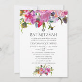Vintage bloemenschildering Bat Mitzvah Kaart (Voorkant)